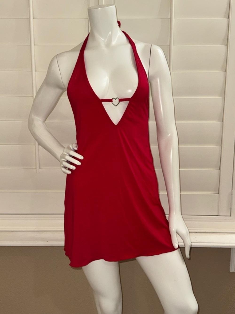 Wicked Weasel Heart Throb Mini Halter Dress Red